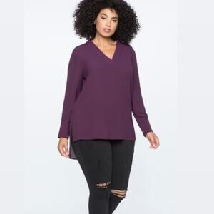 Eloquii Easy V Neck Tunic Deep Plum SZ 28